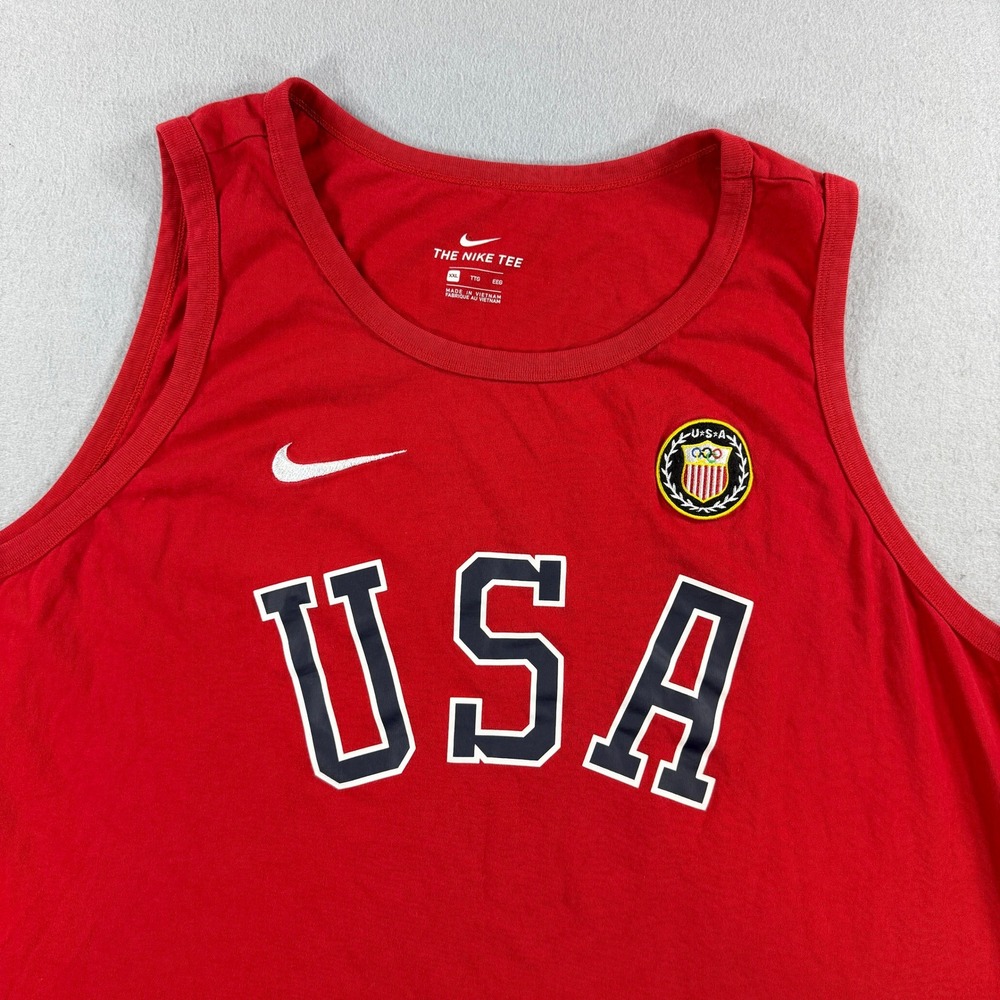 Nike Tank Top Mens 2XL Red Team USA Olympics Sleeveless Embroidered Gym Run - Picture 9 of 10